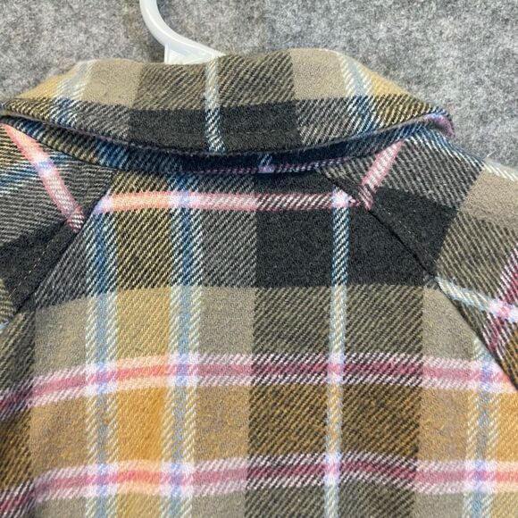 ZARA Women’s Shacket Plaid Flannel Button Down Shirt Jacket S Brown Pink Yellow - Picture 11 of 11